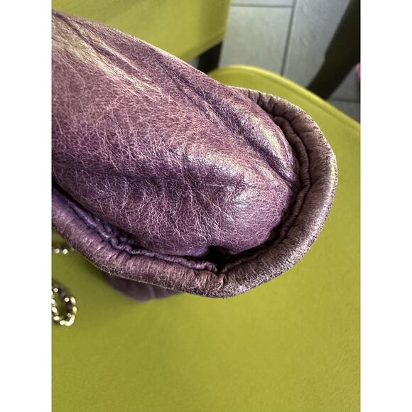 Rebecca Minkoff Studded Quilted Chain Strap Purple Leather Shoulder Bag - Picture 15 of 16